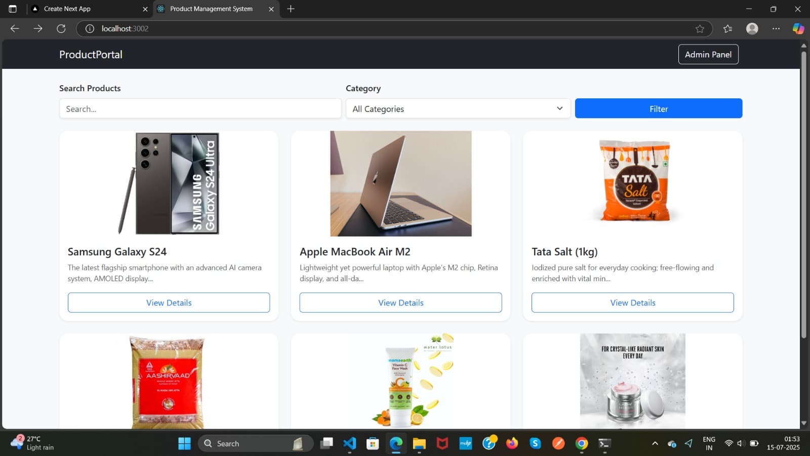 Product Listing Portal